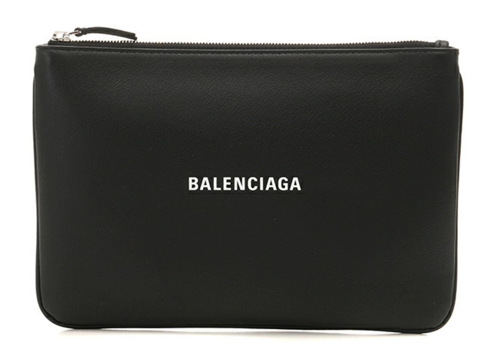 Balenciaga Pouch Clutch Bag Calfskin Black